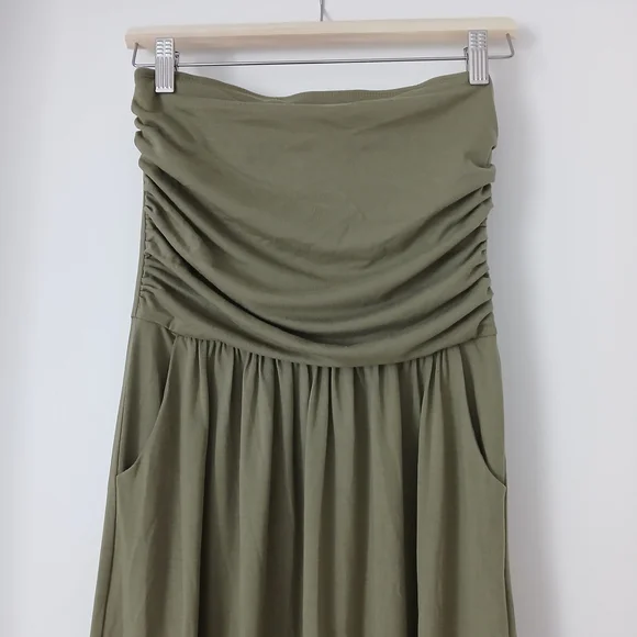 Olive Green Strapless Midi dress NWT - Picture 3 of 5